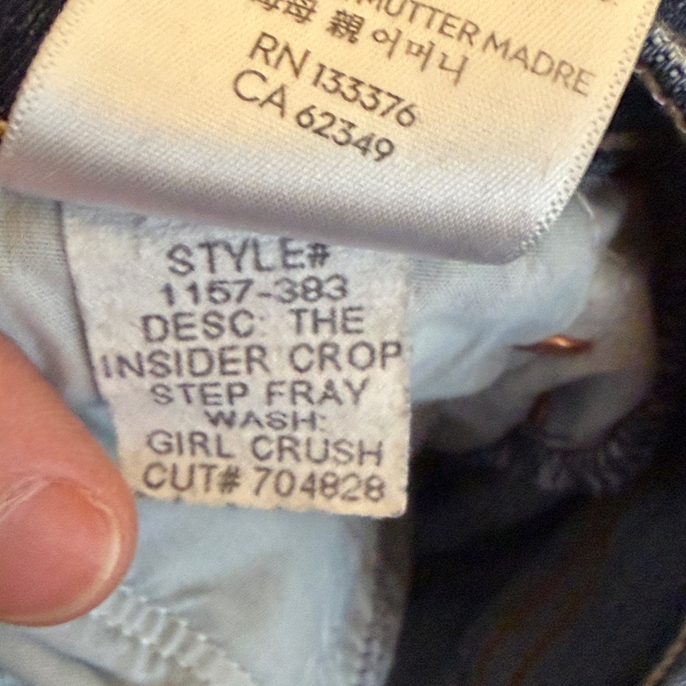 MOTHER The‎ Insider Crop Step Fray Girl Crush Dark Wash Raw Hem Size 31 - Picture 7 of 7